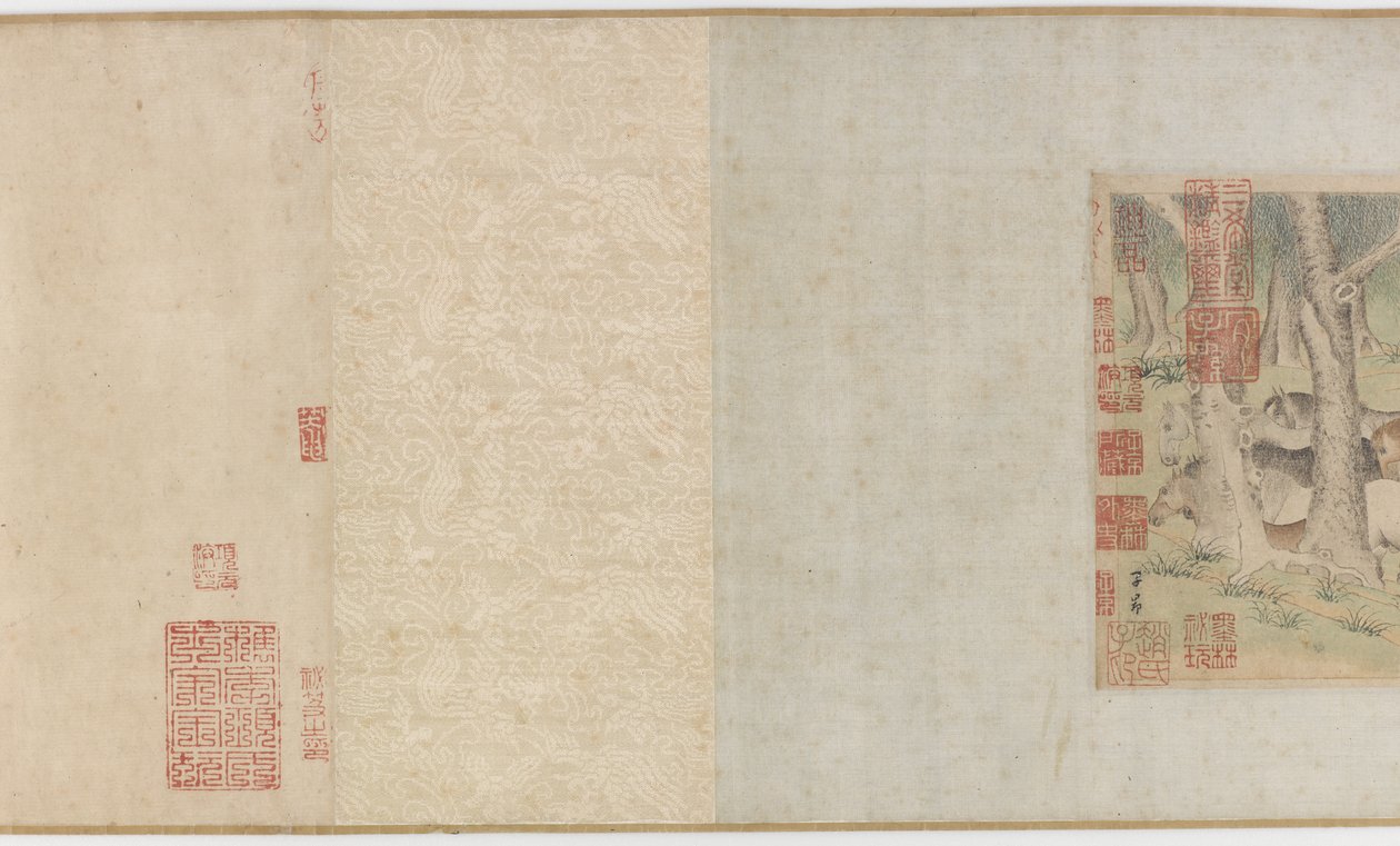 Lovak és vőlegények átkelés a folyón, Yuan vagy a korai Ming-dinasztia, 14. század alkotó: Zhao Mengfu Chao Meng Fu or