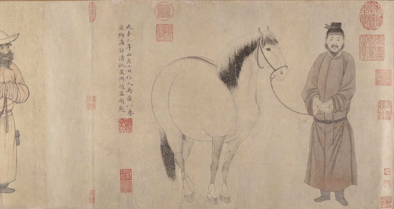 Vőlegények és lovak, 1296-ban és 1359-ben. alkotó: Zhao Mengfu