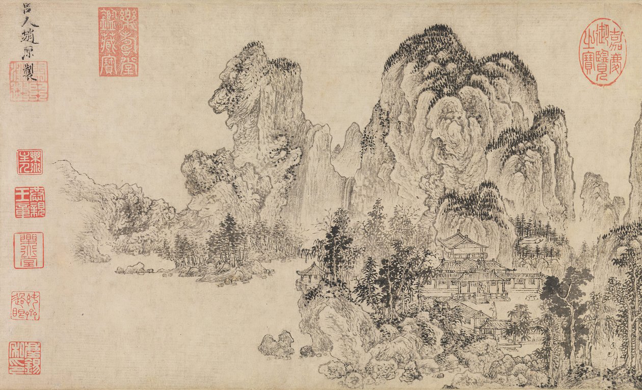 Táj, 14. század vége. alkotó: Zhao Yuan
