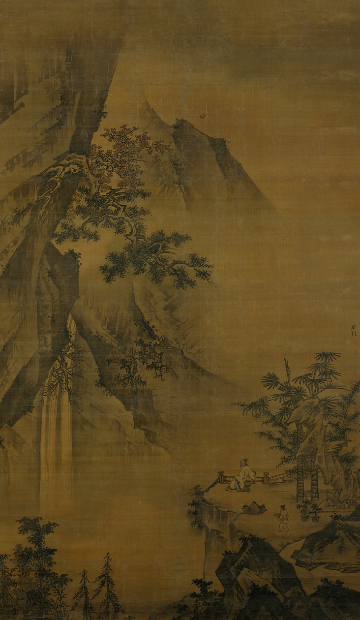 Tudós, aki egy vízesést néz, a 15. század végén. alkotó: Zhong Li