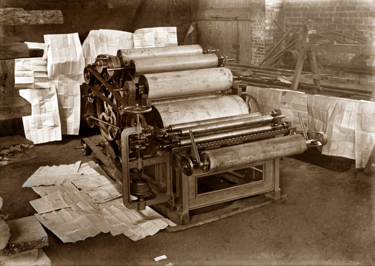 Nyomdagép: forgóprés újságnyomtatáshoz, 1900 körül (f/w fotó) alkotó: . .