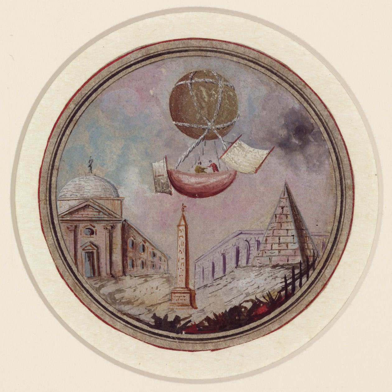 Egy korai ballonos katasztrófa, 1785 körül alkotó: Frederick (attr. to) Barnard