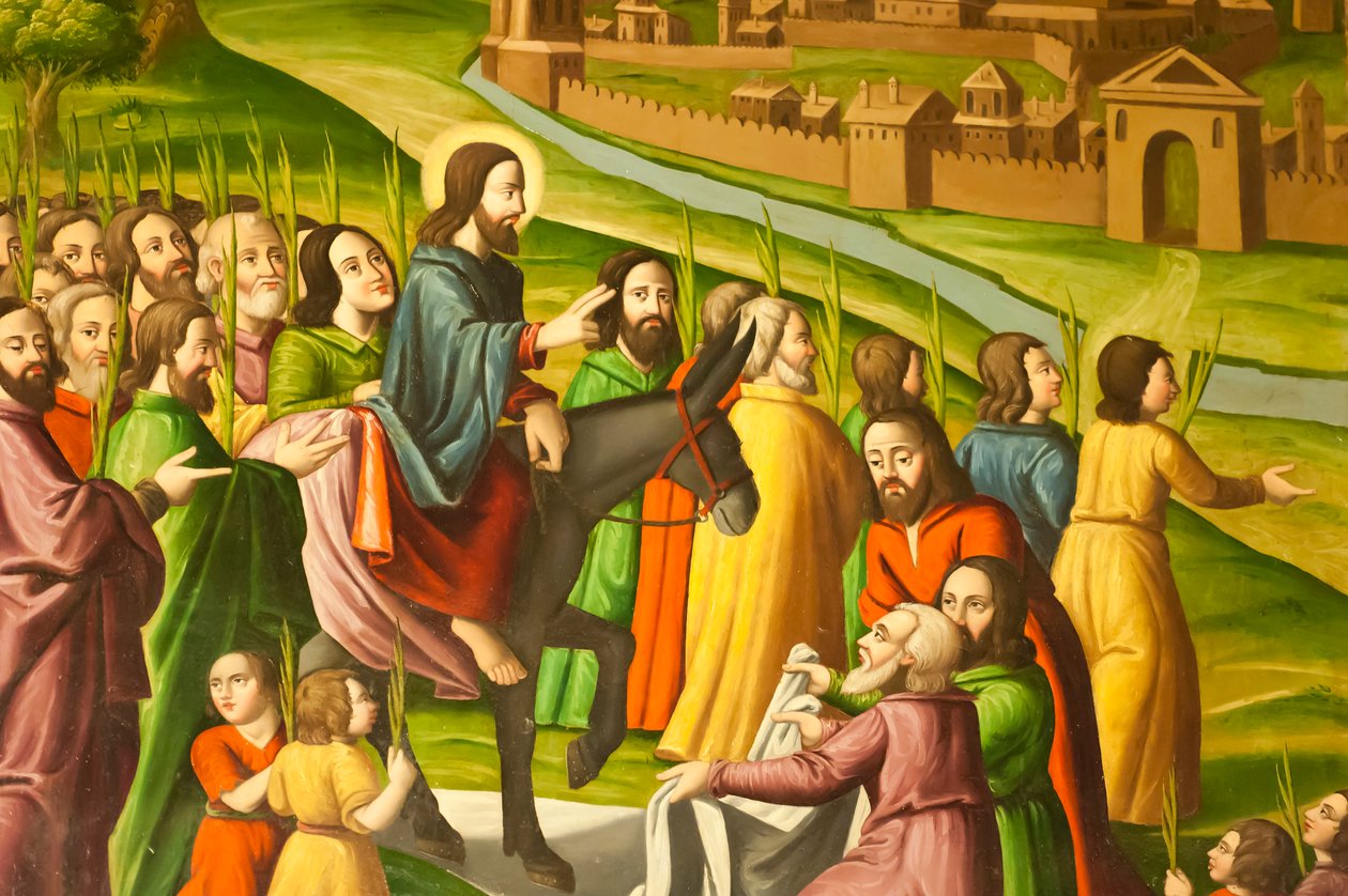 Örmény Apostoli Egyház; Falfestmény; jelenet az Újszövetségből; belépés Jeruzsálembe; Vank székesegyház; Jolfa vagy Új Julfa; Iszfahán; Irán; Ázsia alkotó: Frederick (attr. to) Barnard
