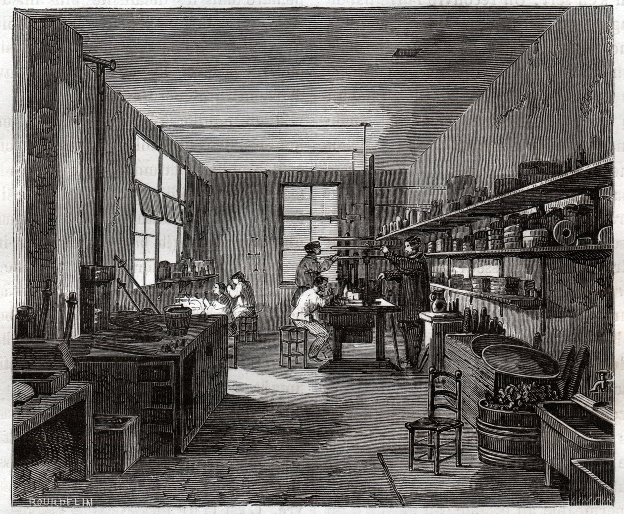 Atelier de galvanoplastie. Galvanizálási műhely. alkotó: Frederick (attr. to) Barnard
