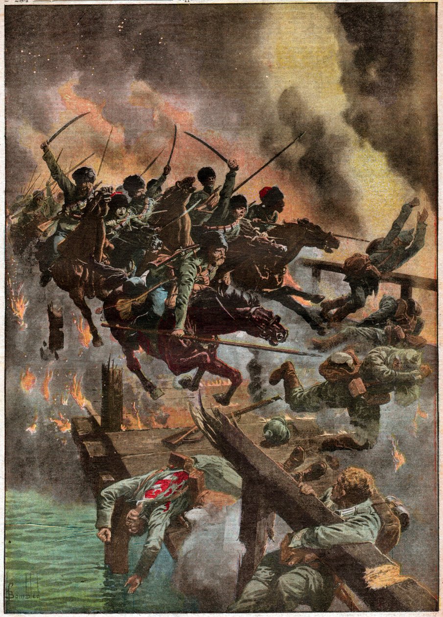 Charge de cosaques russes. Orosz kozákok támadása. alkotó: Ferdinand Georg Waldmuller