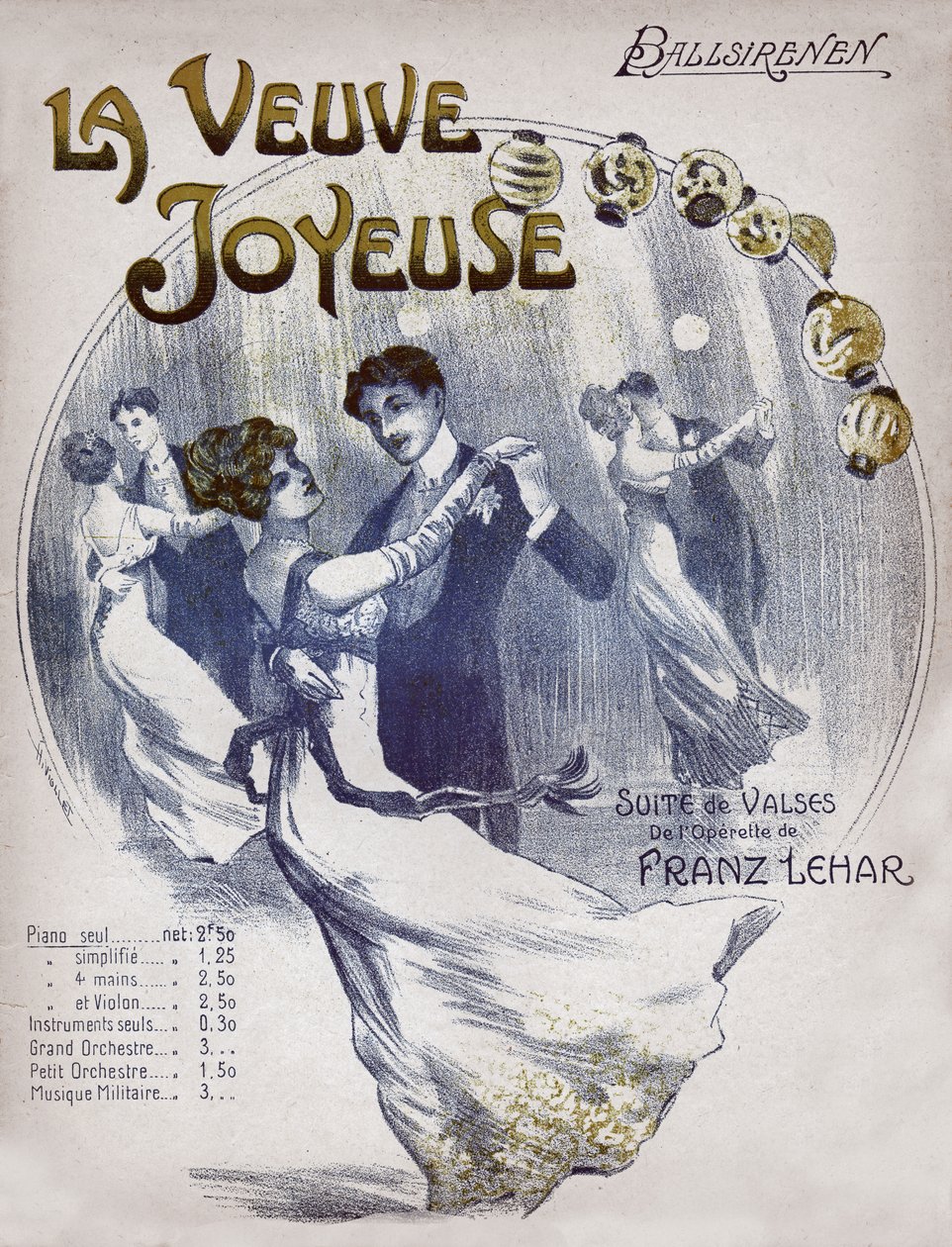Ballsirenen keringőt táncoló párok. 1910 körül (illusztráció) alkotó: . .