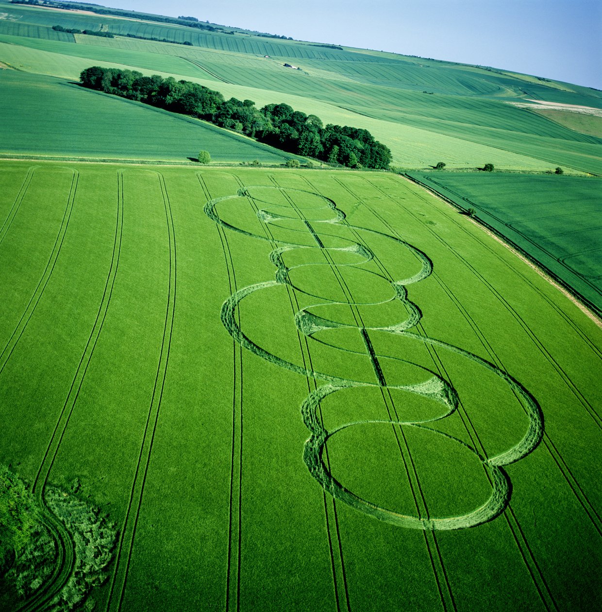 Gabonakör árpaföldön, Beckhampton, Wiltshire, 2005. június 5. (légi fénykép) alkotó: Ferdinand Georg Waldmuller