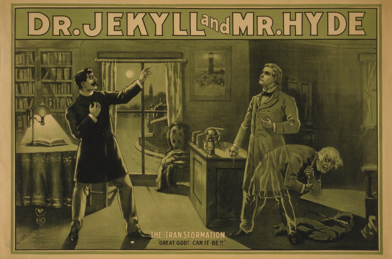 Dr. Jekyll és Mr. Hyde, 1890 körül (színes litográfia) alkotó: . .