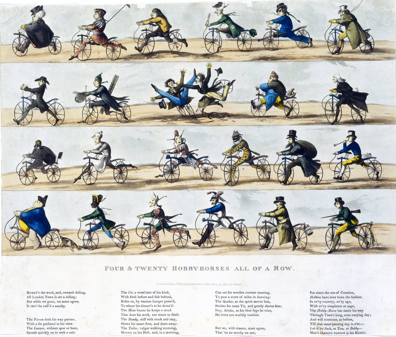 Draisiennes dite velocipedes: Négy és húsz hobbiló egy sorban alkotó: Ferdinand Georg Waldmuller