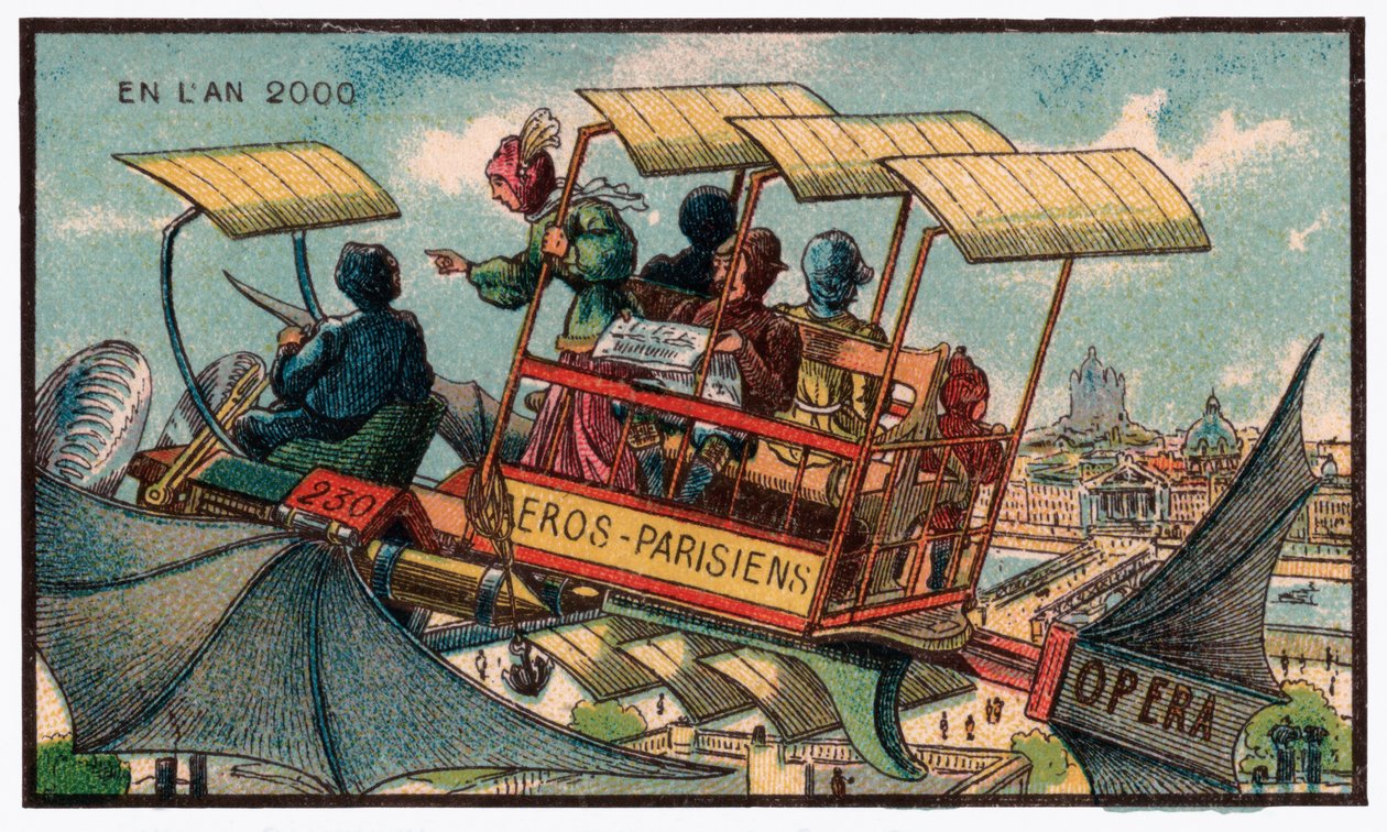 Repülő busz Párizsban, 1910 körül alkotó: . .