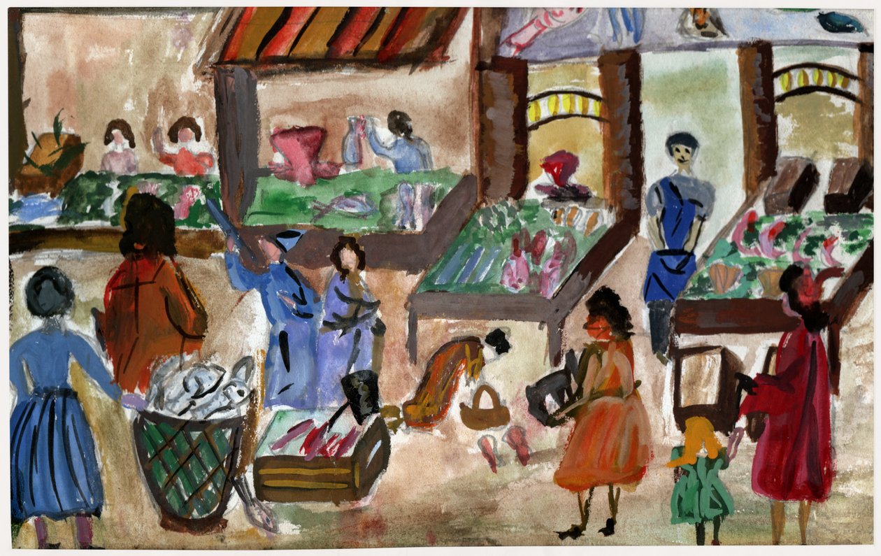 Élelmiszerpiac Franciaországban, 1950 körül alkotó: . .