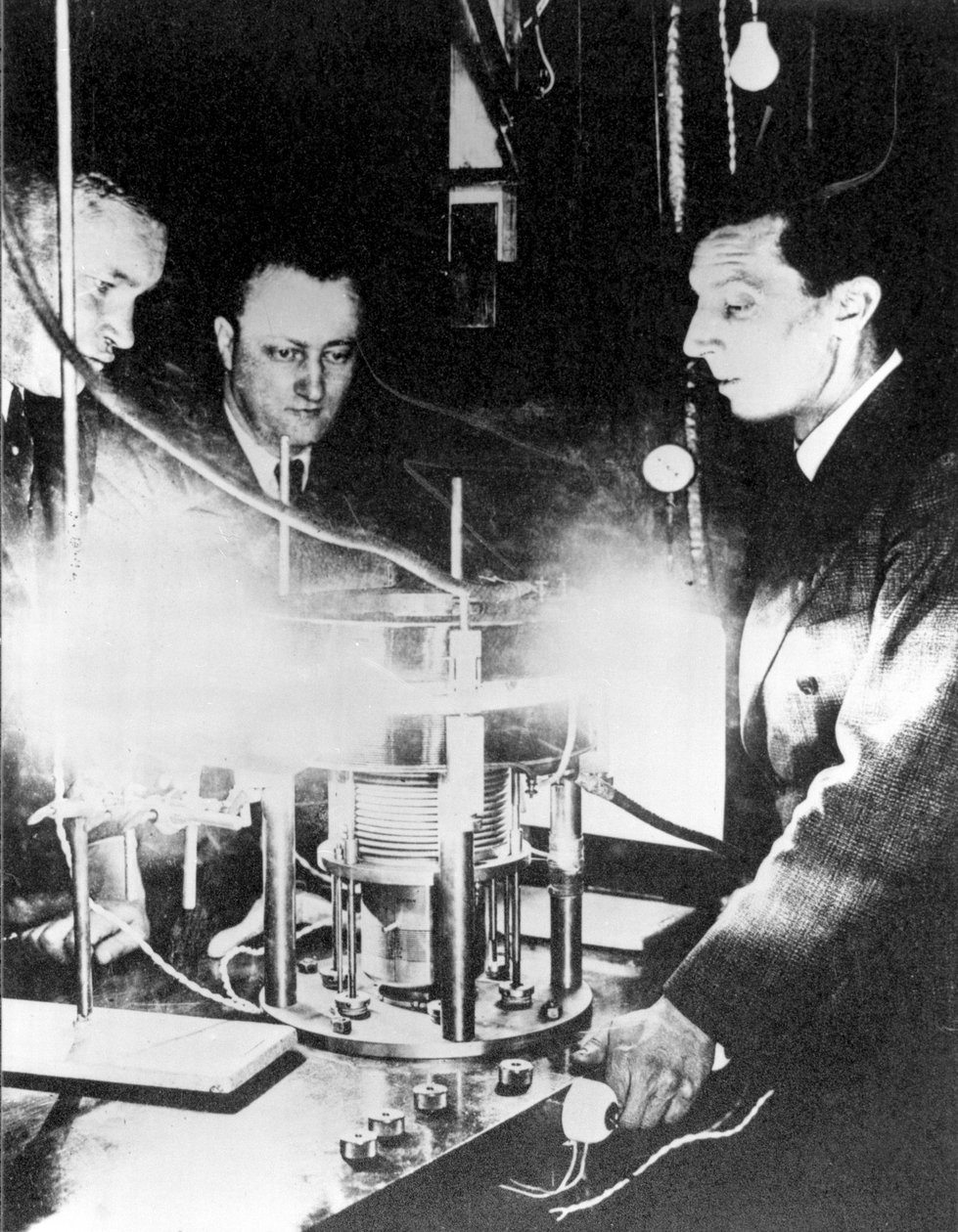 Frederic Joliot, Hans Halban és Lew Kowarsky c alkotó: Ferdinand Georg Waldmuller
