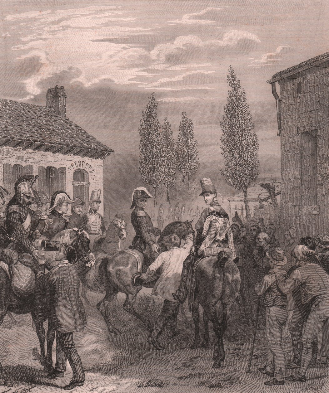 Francia hadsereg belépő Belgiumba, 1831. augusztus, acélmetszet kínai papírra alkotó: William Walcutt