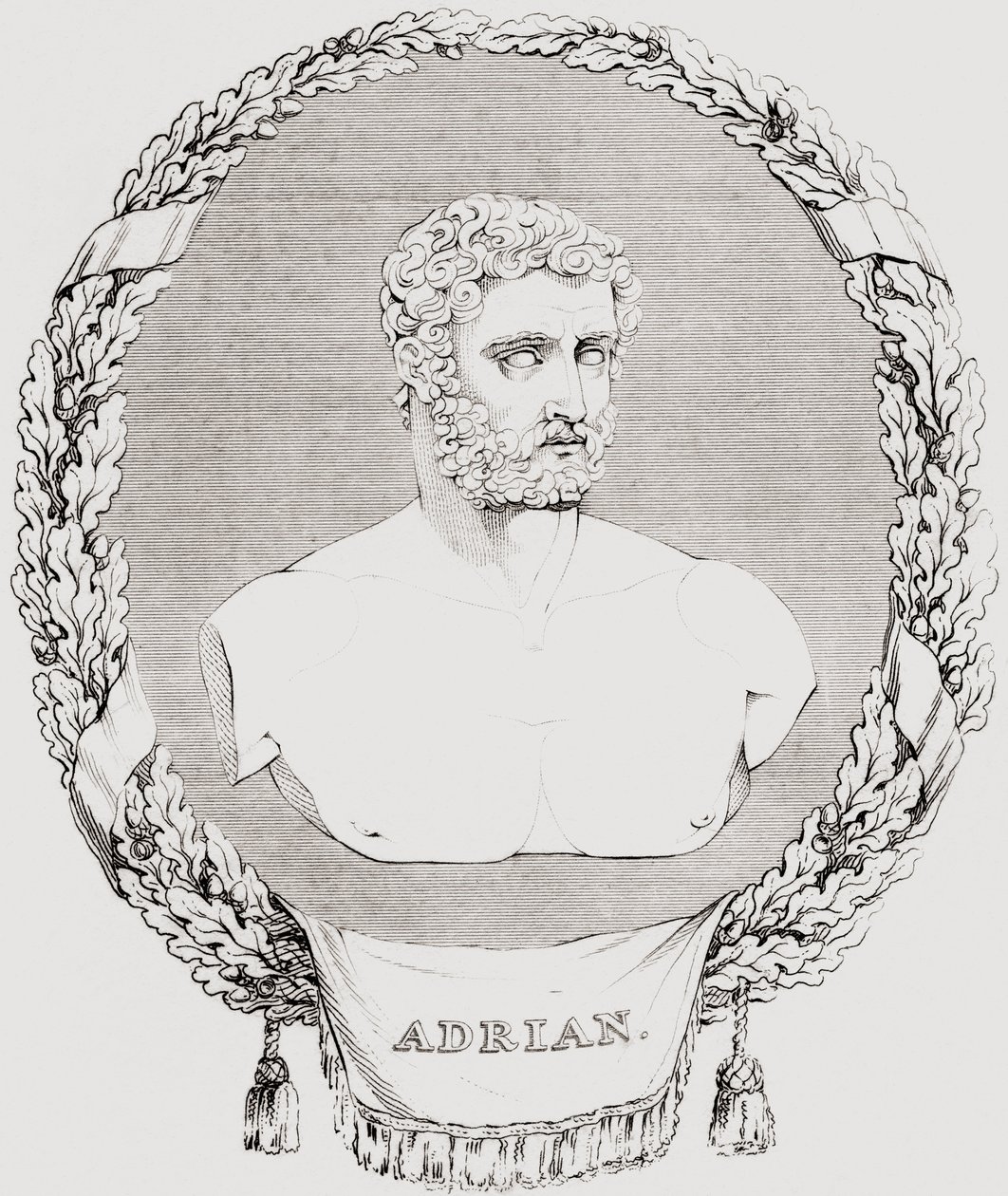 Hadrianus, Publius Aelius Trajanus Hadrianus Augustus (76–138), római császár, a Portrék és Festmények Történelmi Galériájából, 1808-ban alkotó: Ferdinand Georg Waldmuller