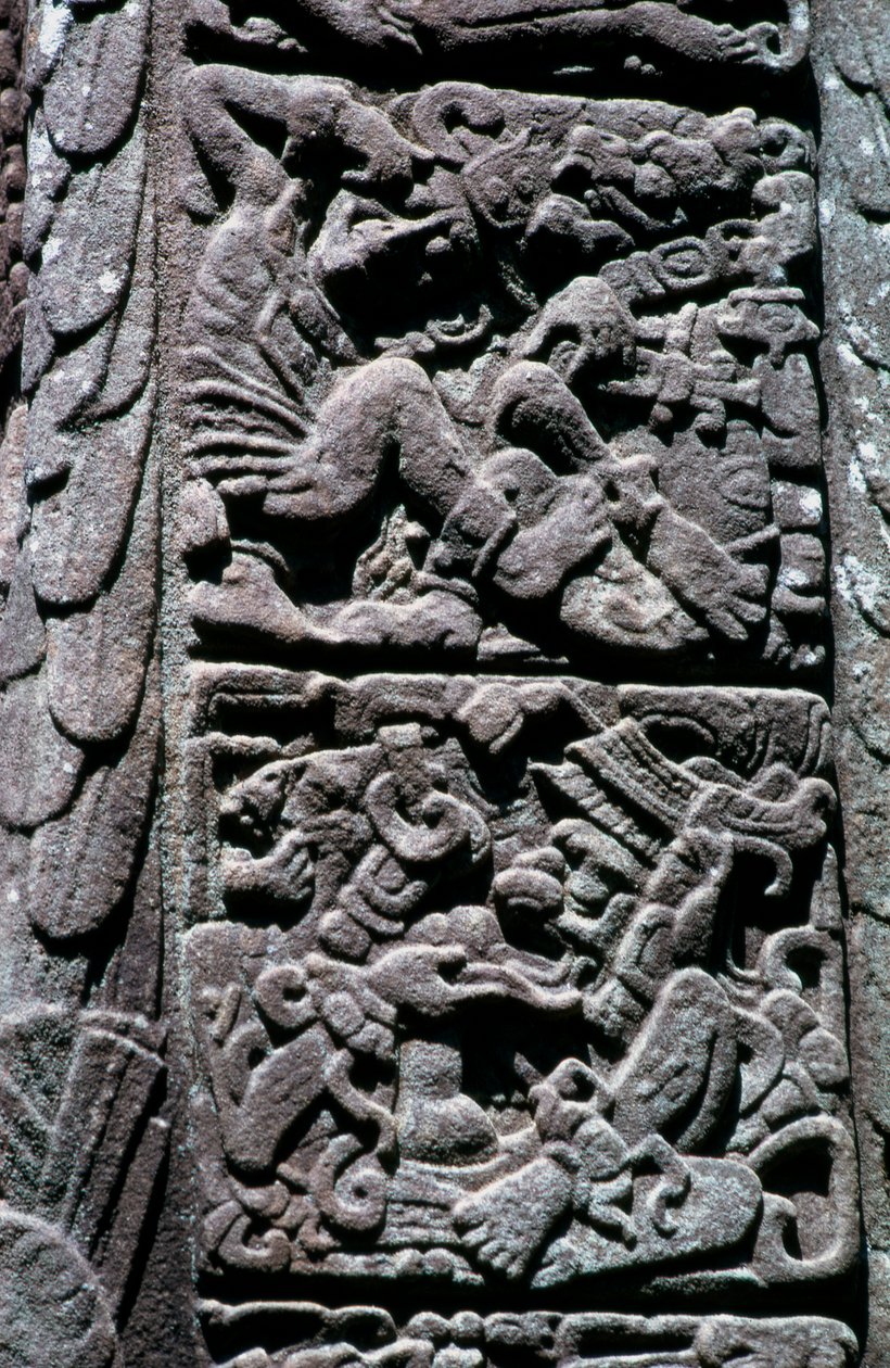 Hieroglifák a Stela D-n Quiriguában, Izabalban, Guatemalában, Késő Klasszikus időszakban, i.sz. 600-900 körül (fotó) alkotó: Hippolyte Lalaise Devéria