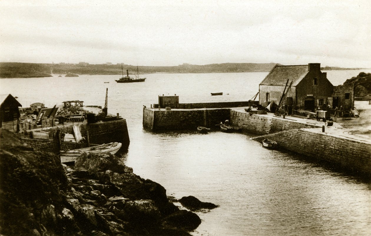 Ouessant-sziget: Lampaul kikötője dagálykor, 1900-1920 körül (fénykép) alkotó: . .