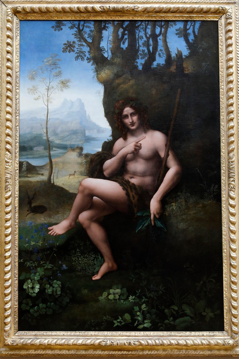 Louvre Múzeum, Párizs, Franciaország. Leonardo da Vinci műhelye, Francesco Melzi, Keresztelő Szent János nevéhez fűződik, vászonra átvitt olajtábla, c. 1510-1520. alkotó: . .