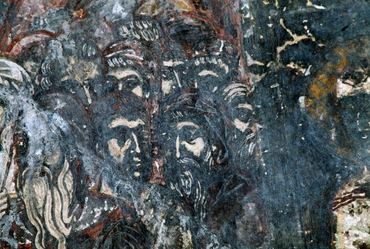 Férfialak, sérült freskó az Agios Vasileios templom mennyezetén, Vavouledo, Kréta, Görögország (fotó) alkotó: Georg Carl Heinrich Dollmann