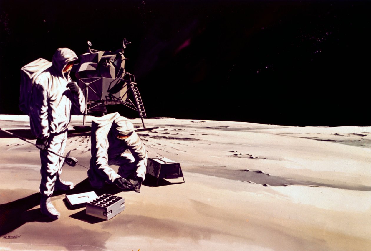 Manned Space Flight, USA, Apollo, General Artist Benyomása a Holdon dolgozó űrhajósokról alkotó: Ferdinand Georg Waldmuller