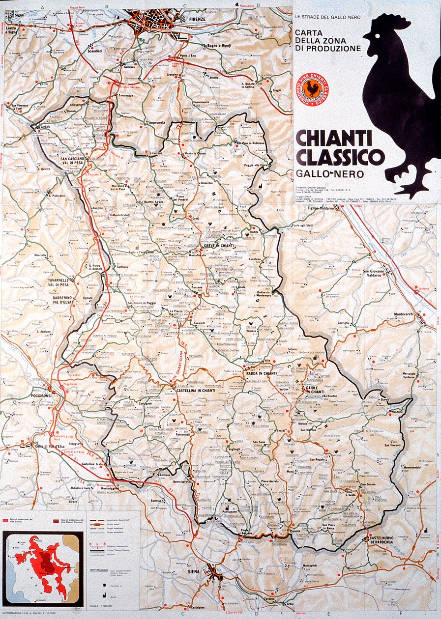 A Chianti classico terület térképe. alkotó: Henry Charles Fehr