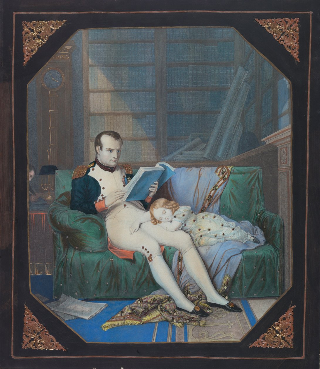 Napóleon tanulmányában a római királyról, 1860 körül (kőnyomat) alkotó: . .