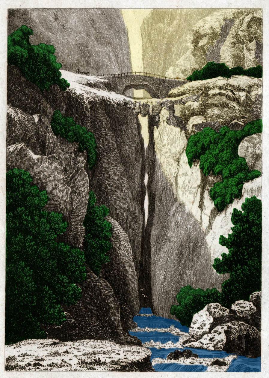 Icononzo természetes hídjai, Kolumbia. kb. 1840 (metszet) alkotó: . .