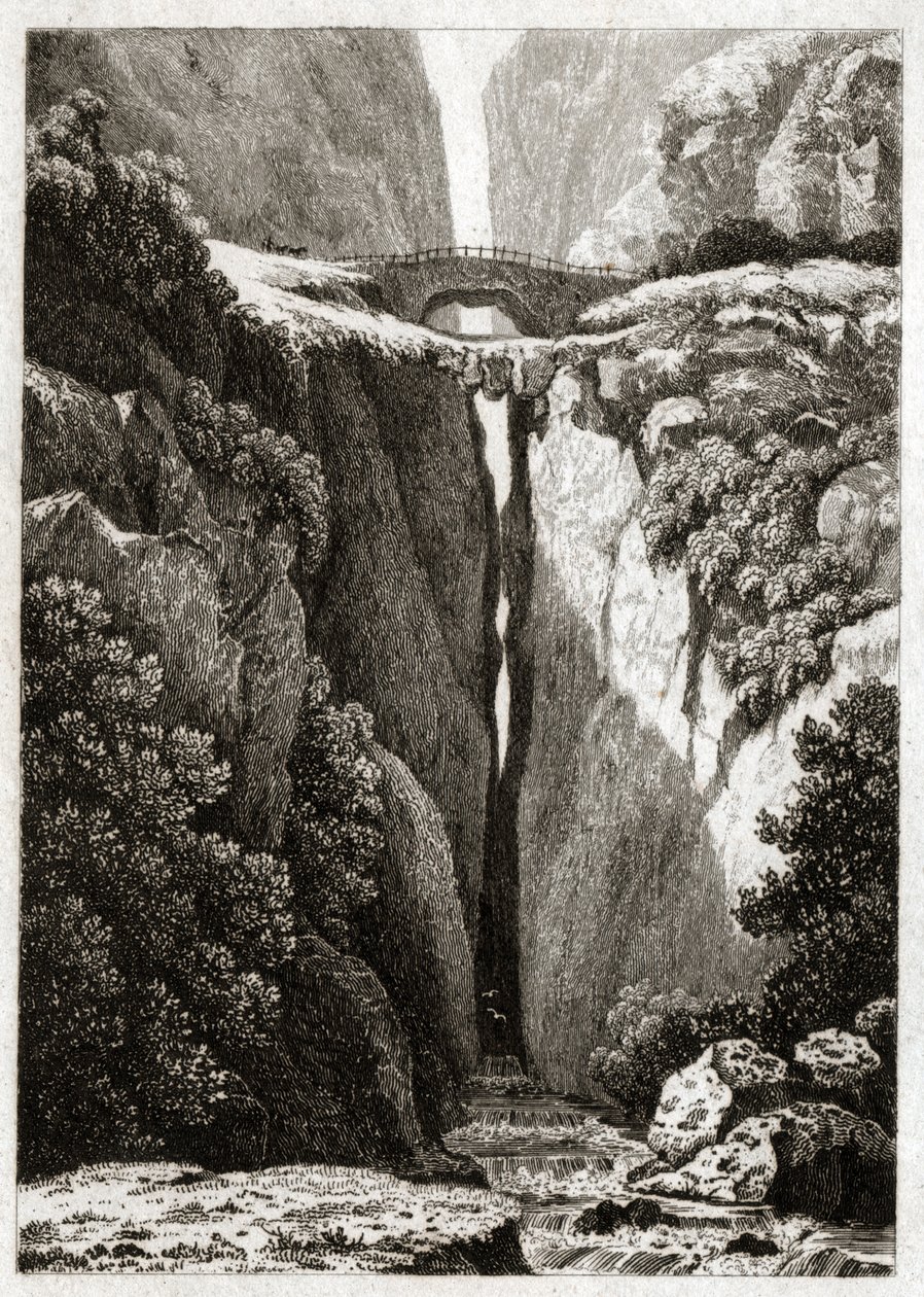 Icononzo természetes hídjai, Kolumbia. kb. 1840 (metszet) alkotó: . .