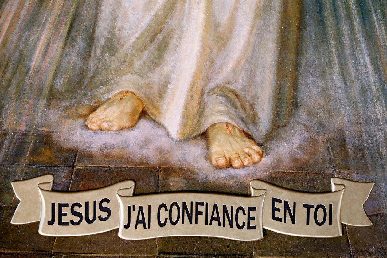 Notre Dame de Plainpalais templom. Jézus az Isteni Irgalmasság, bízom benned. Franciaország. alkotó: . .