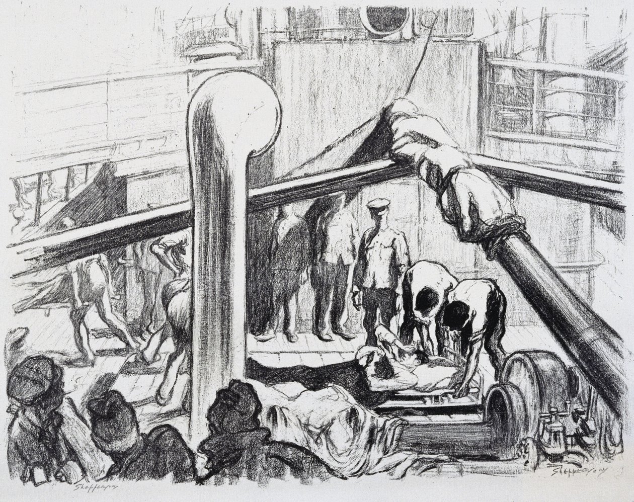 Betegellátás, katonai „kórházi szállítás fedélzetén” alkotó: Ferdinand Georg Waldmuller