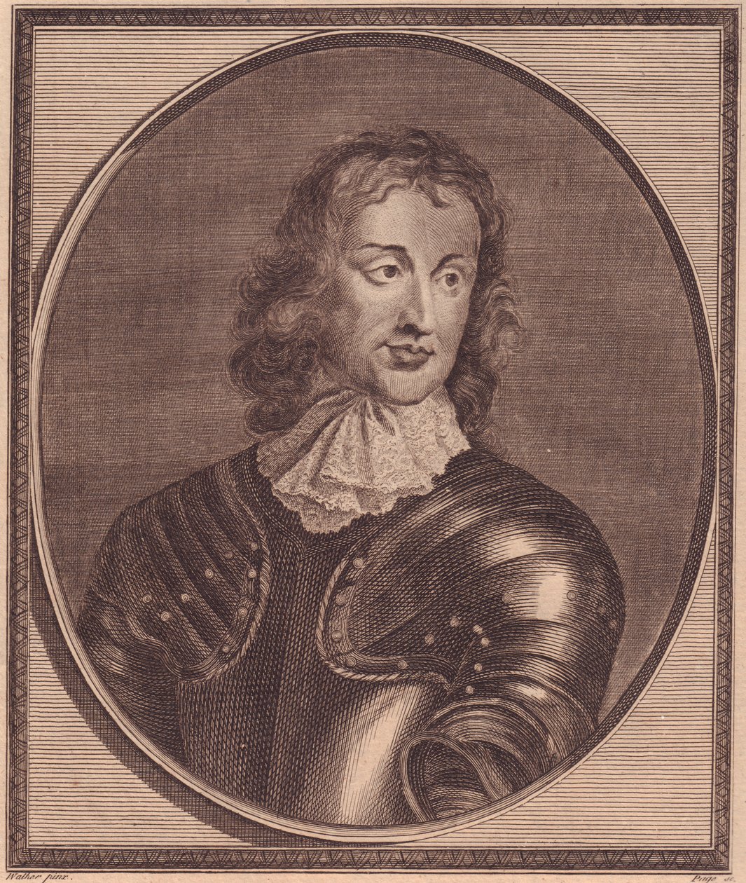 John Lambert (1619-1684) brit tábornok és politikus portréja, John Goldar (1729-1795) rézmetsze Robert Walker festményéből alkotó: William Walcutt