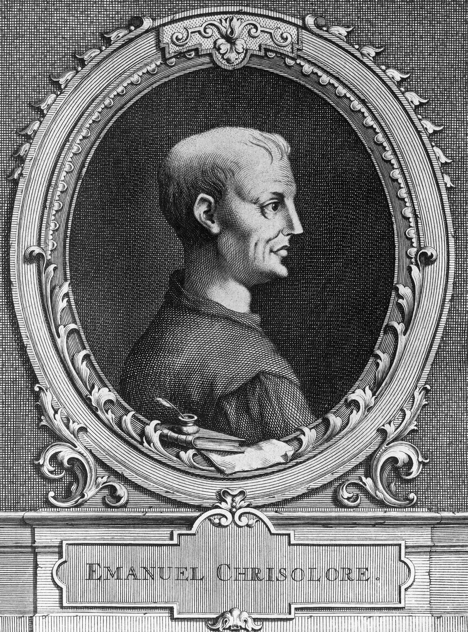 Emanuele Crisolora (1350-1415), bizánci humanista portréja, metszet alkotó: William Walcutt