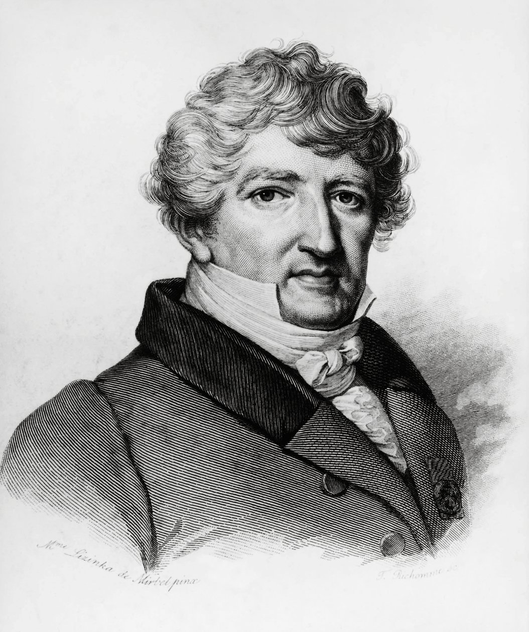 Georges Leopold Chretien Frederic Dagobert Cuvier (1769-1832), francia biológus portréja, metszet alkotó: William Walcutt