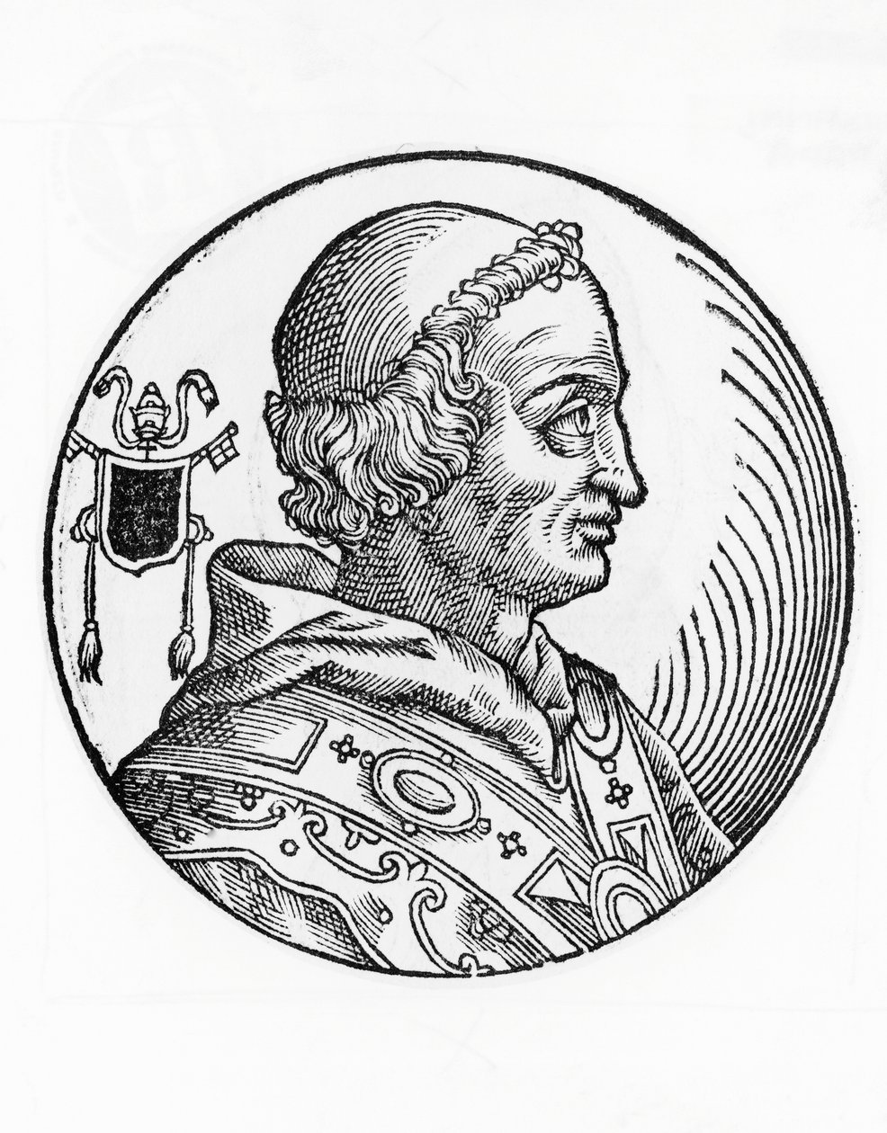 V. János (635-686), a katolikus egyház 82. pápája portréja 685-ből, metszet alkotó: William Walcutt