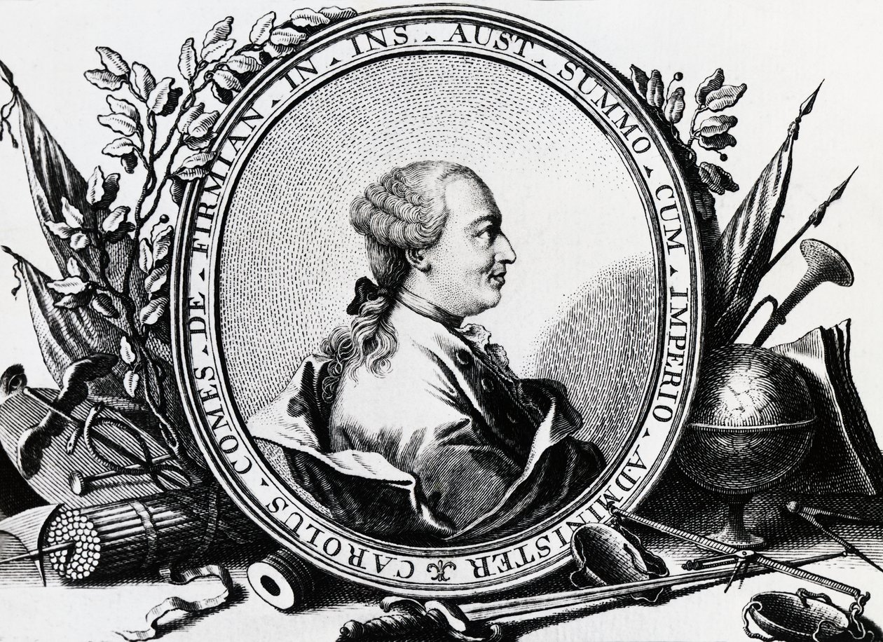 Karl Joseph von Firmian (1716-1782) osztrák politikus portréja, metszet alkotó: William Walcutt