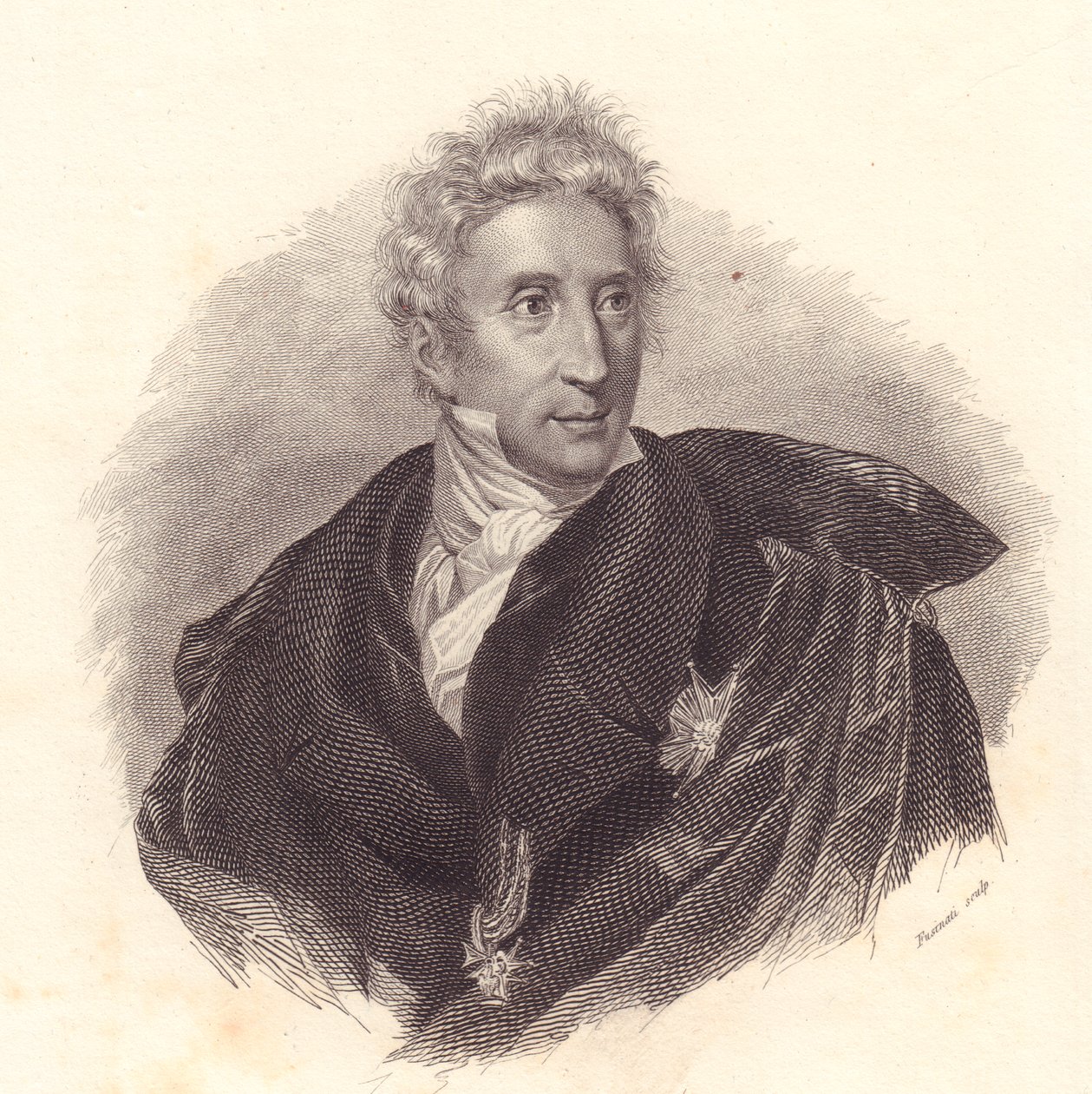 Leopoldo Cicognara (1767-1834) művészettörténész portréja, Fusinati rézmetsze Lipparini portréjából alkotó: William Walcutt