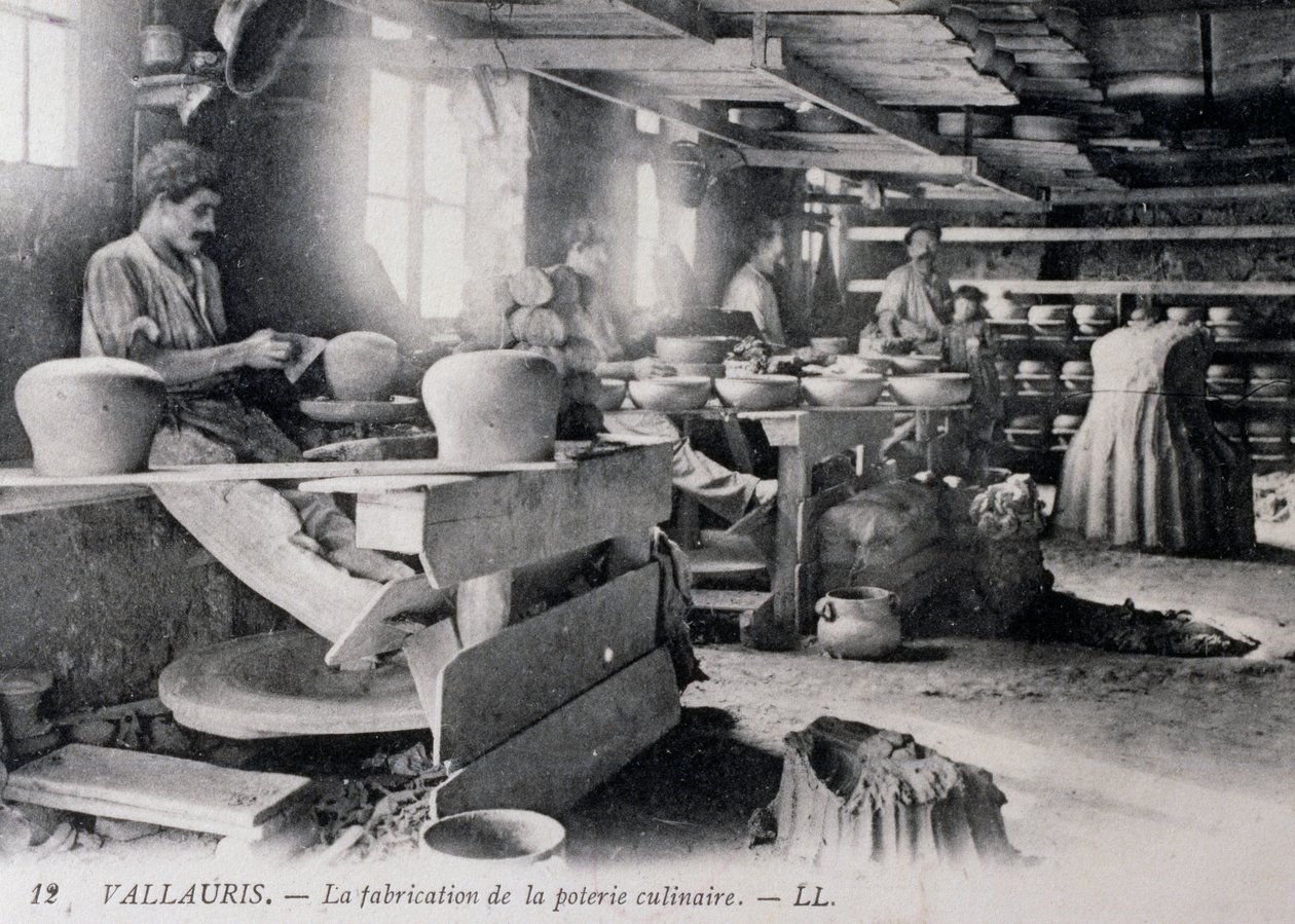 Képeslap fazekas készítéssel Vallauris étkészletekhez, kb. 1900, Franciaország alkotó: William Walcutt