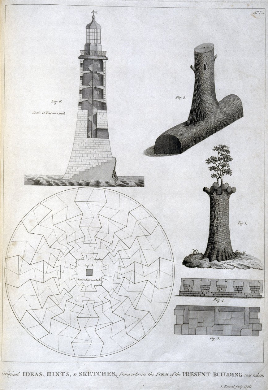 Smeaton Eddystone világítótoronyának előzetes vázlatai, 1756 körül alkotó: Ferdinand Georg Waldmuller