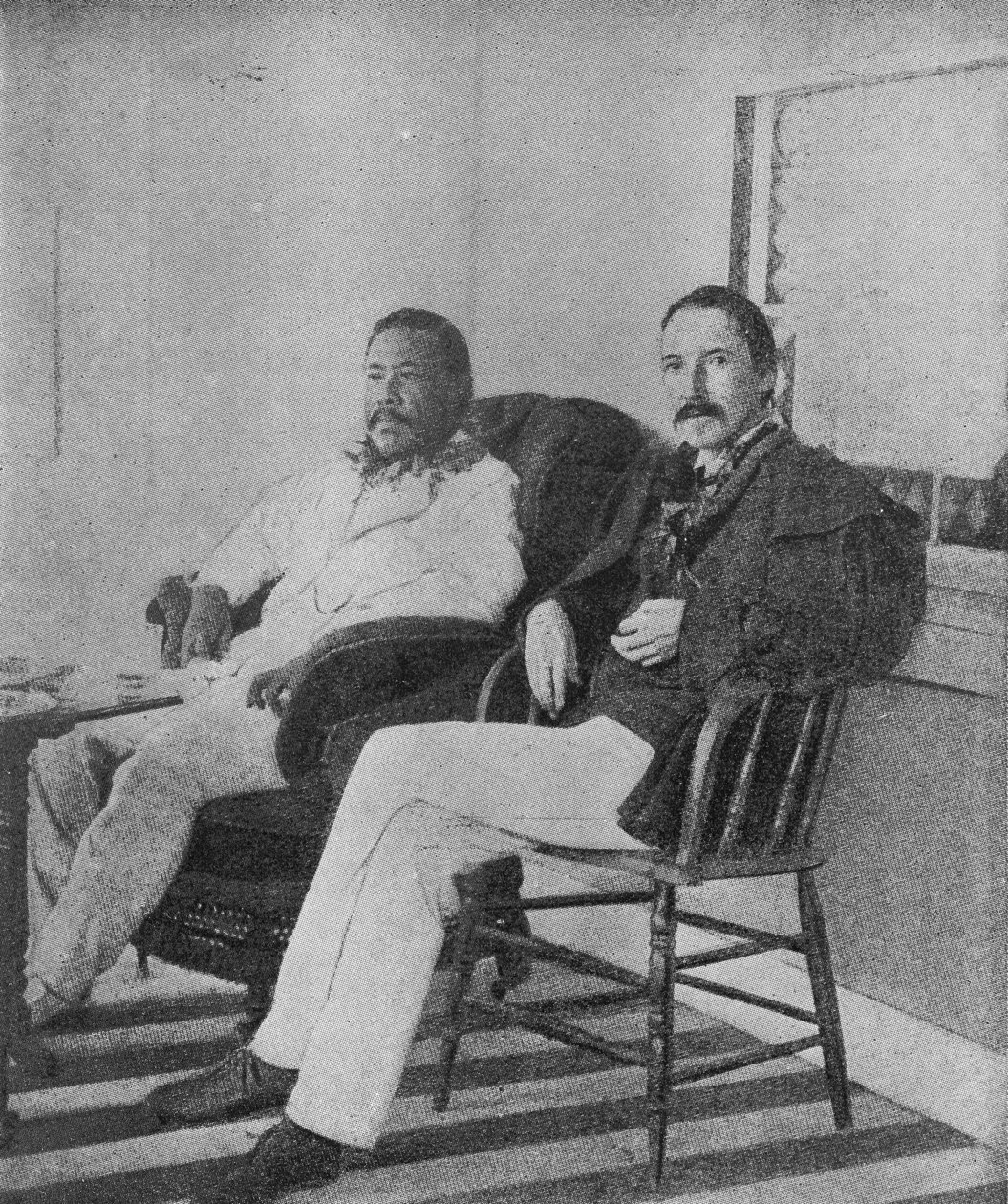 Robert Louis Stevenson Kalakaua hawaii királlyal a honolului Royal Boat House verandáján alkotó: Hippolyte Lalaise Devéria