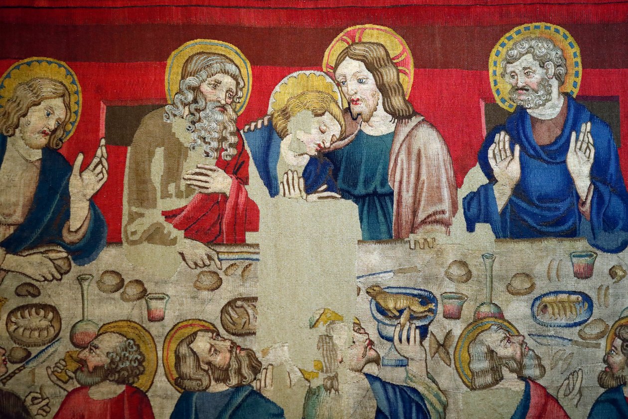 Szent Márk múzeum. Gyapjú kárpit Krisztus szenvedésének epizódjaival. Az utolsó vacsora. alkotó: . .