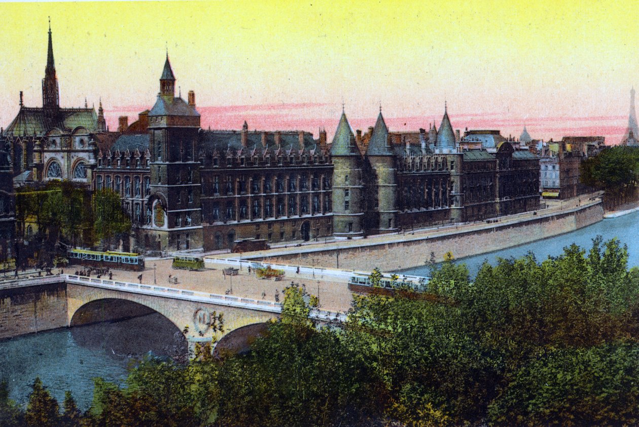 A Conciergerie a „Souvenirs De Paris – műemlékek színeiben” című filmből (színes litho) alkotó: Hippolyte Lalaise Devéria