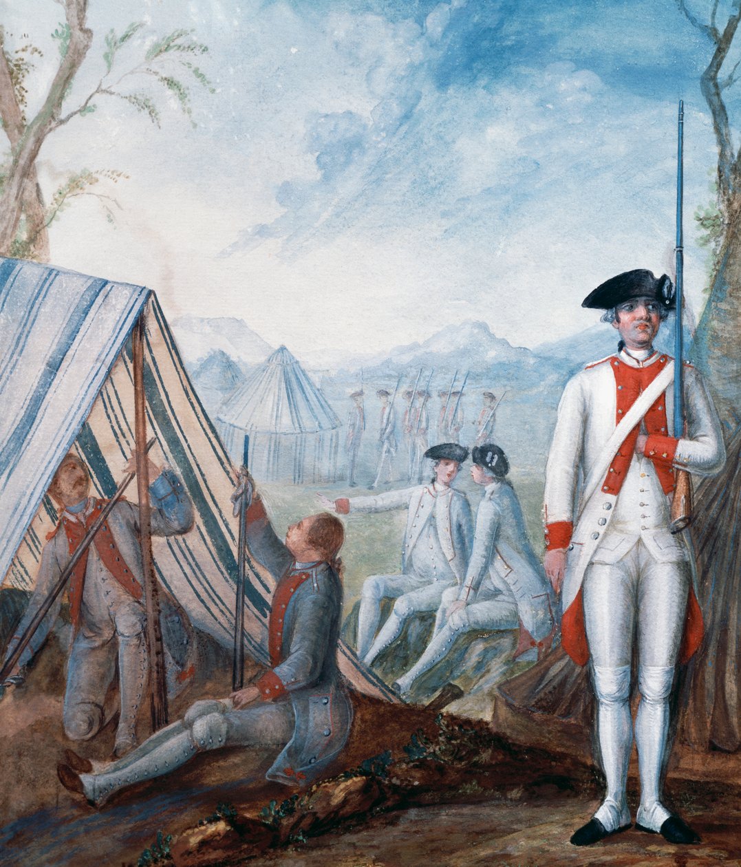 A francia gyalogság egyenruhája az amerikai függetlenségi háború idején, Nicolas Hoffmann gouache, USA alkotó: William Walcutt