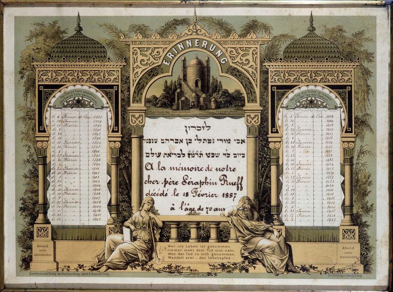 Yahrzeit asztal (színes litó) alkotó: Hippolyte Lalaise Devéria
