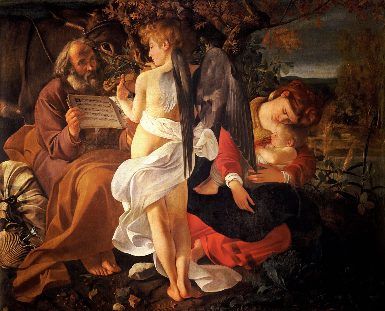 Pihenjen az egyiptomi repülésen alkotó: Michelangelo Merisi da  Caravaggio