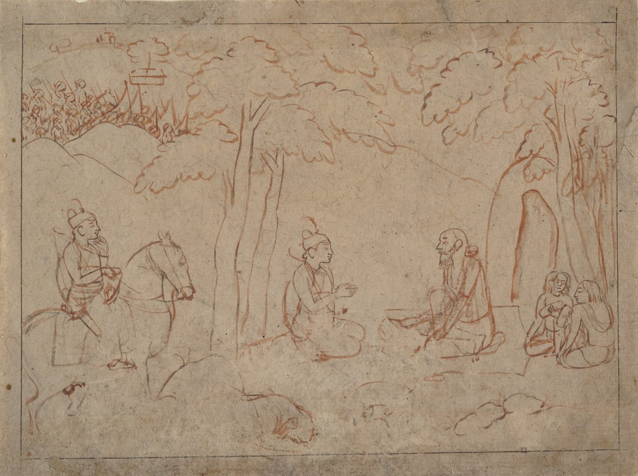 Rama és Lakshmana ellátogat egy aszkéta remeteségébe, kb. 1775-80. alkotó: a first generation master after Nainsukh