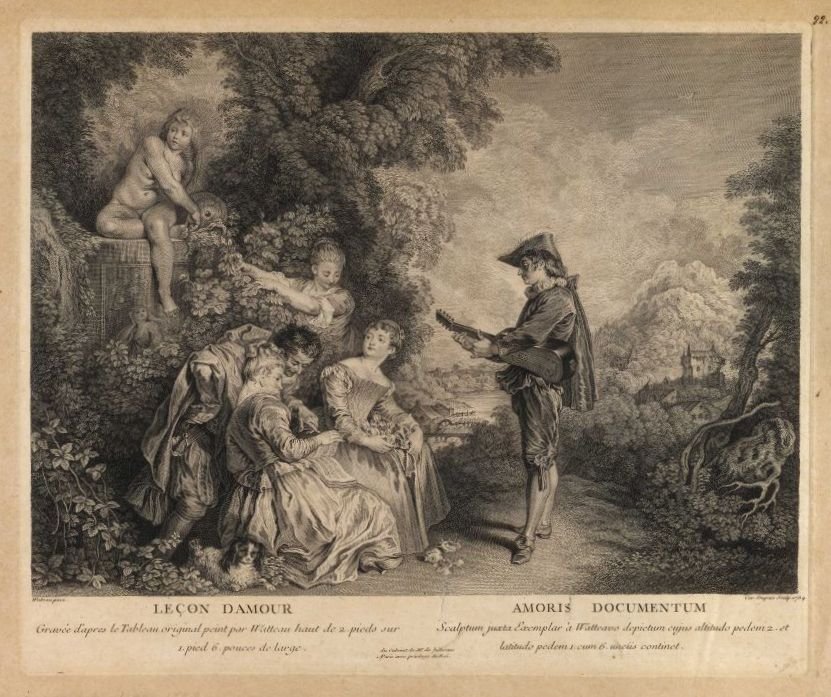 Lecon damour szerelmi dokumentum alkotó: Jean Antoine Watteau