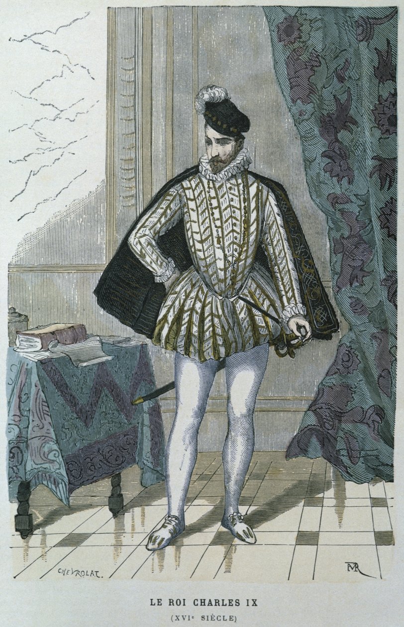 IX. Károly francia király (1550-74), 1565 körül, Chevrolat metszet alkotó: after Chevignard
