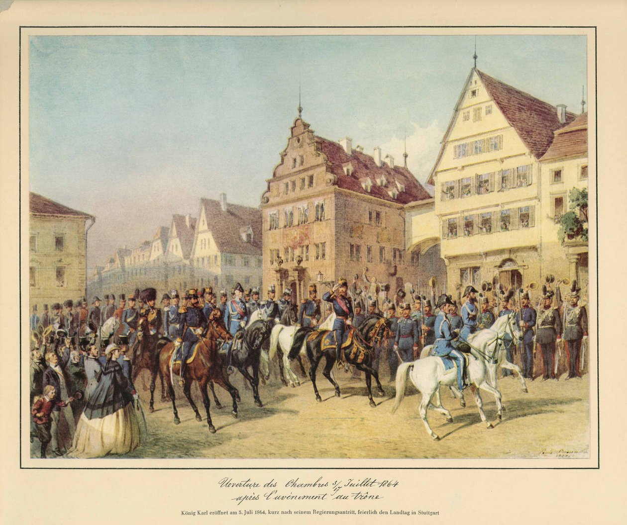 Az állam parlamentjének ünnepélyes megnyitója Karl von Württemberg király által - röviddel hivatalba lépése után - 1864. július 5 -én alkotó: after Louis Braun