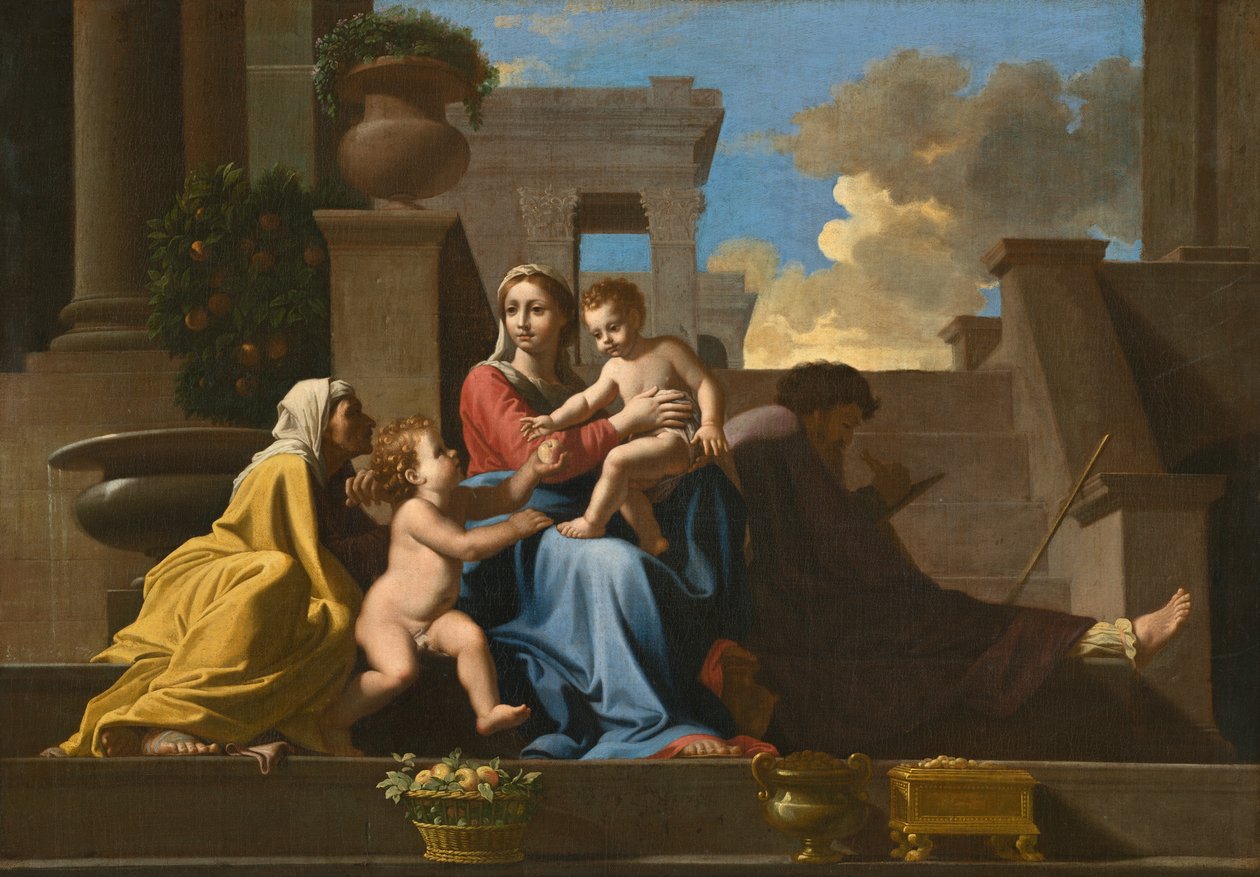 Szent Család a lépcsőn alkotó: after Nicolas Poussin