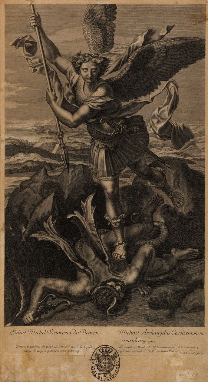 Szent Mihály legyőzte Sátánt Szent Mihályt győztesen a démon felett alkotó: after Raphael