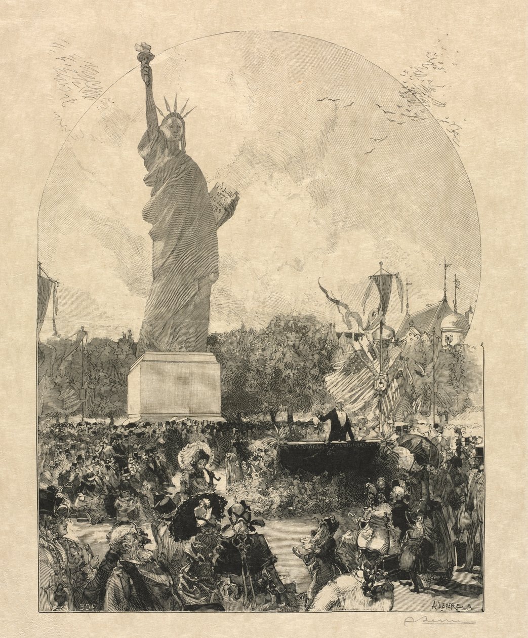 Liberty Enlightening the World, amelyet az amerikaiak Párizs városának ajánlottak fel alkotó: after Auguste Louis Lepère